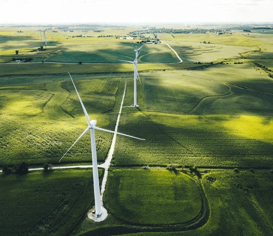 Wind turbines on hills