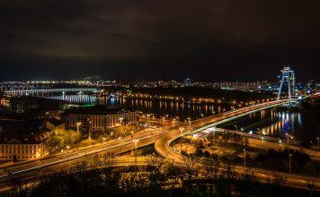 Bratislava from above at night