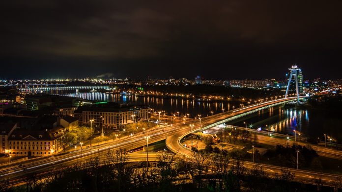 Bratislava from above at night