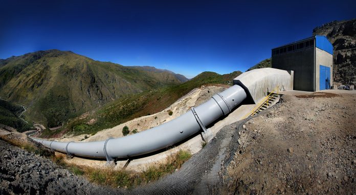 Large water pipe on a hill