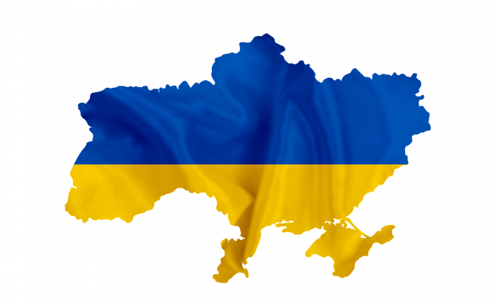 Yellow and Blue map of Ukraine