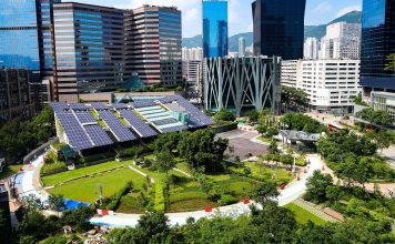 Arup launches circular economy toolkit A modern city with greenery and solar panels